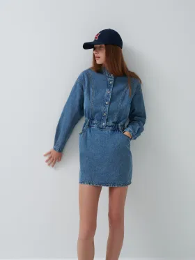 Jeansowa sukienka mini - Niebieski