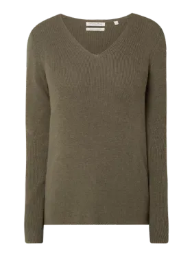 Christian Berg Women Sweter z bawełny z dekoltem w serek