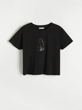T-shirt z nadrukiem - Czarny