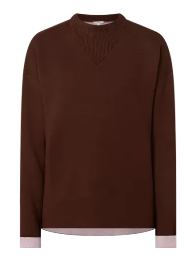 Jake*s Jake*s Casual Sweter ze stroną wewnętrzną w kontrastowym kolorze
