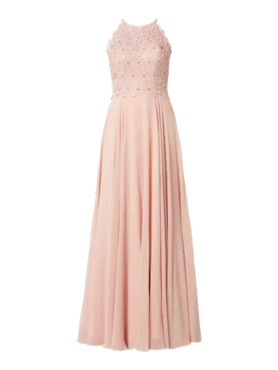 Luxuar Luxuar Sukienka wieczorowa z koronki szydełkowej i szyfonu