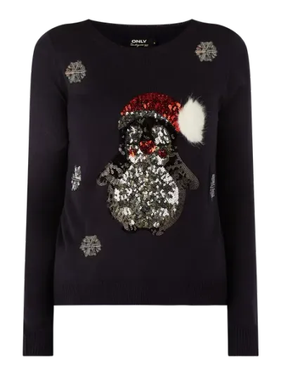Only Only Sweter ze wzorem świątecznym model ‘X-Mas Penguin’