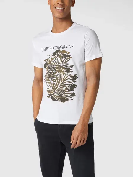 Emporio Armani T-shirt z nadrukiem w kontrastowym kolorze