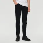 Czarne jeansy slim fit z przetarciami - Czarny