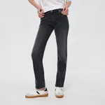 Grafitowe jeansy straight fit slim - Szary