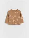 Koszulka longsleeve o swobodnym fasonie, wykonana z przyjemnej w dotyku, bawełnianej dzianiny. - brązowy