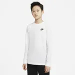 T-shirt z długim rękawem dla dużych dzieci (chłopców) Nike Sportswear - Biel