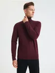 Dopasowany sweter z golfem uszyty z bawełny z domieszką wytrzymałego materiału. - czerwony