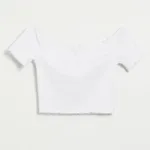 Krótka koszulka open shoulder biała - Biały