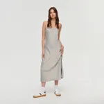 Satynowana sukienka midi szara - Jasny szary