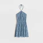 Sukienka mini z wiązaniem - Niebieski