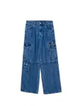 Niebieskie jeansy wide leg cargo