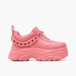 Różowe sneakersy chunky z łańcuchem