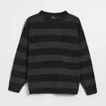Sweter oversize w czarno-szare paski - Czarny