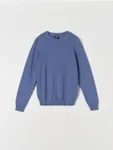 Sweter o regularnym kroju uszyty w 100% z bawełny. - niebieski