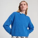 Sweter z miękkiej dzianiny - Niebieski