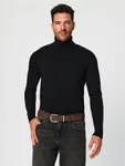 Dopasowany sweter z golfem uszyty z bawełny z domieszką wytrzymałego materiału. - czarny