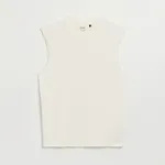 Luźna koszulka bez rękawów Basic kremowa - Kremowy