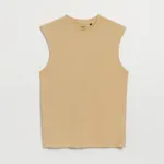 Luźna koszulka bez rękawów Basic piaskowa - Beżowy