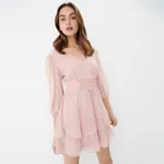 Szyfonowa sukienka mini - Różowy