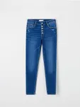 Spodnie jeansowe skinny uszyte z bawełny z domieszką elastycznych włókien. - granatowy