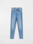 Spodnie jeansowe o dopasowanym kroju skinny uszyte z bawełny z domieszką elastycznych włókien. - niebieski