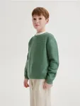 Sweter o swobodnym fasonie, wykonany ze strukturalnej dzianiny z bawełną. - jasnozielony