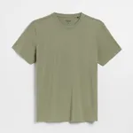 Luźna koszulka z efektem acid wash oliwkowa - Zielony