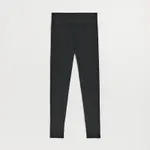 Czarne legginsy z prążkowanej dzianiny - Czarny