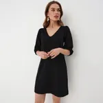 Sukienka mini z bufiastymi rękawami - Czarny