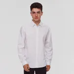 Biała koszula z długim rękawem w mikrowzór - Wielobarwny