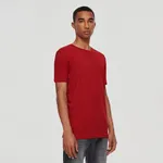 Gładka koszulka Basic z okrągłym dekoltem czerwona - Bordowy