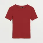Gładka i dopasowana koszulka Basic czerwona - Bordowy