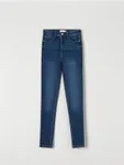 Spodnie jeansowe skinny z wysokim stanem, wykonane z bawełny z domieszką elastycznych włókien. - granatowy