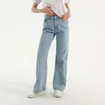 Jeansy wide leg z wysokim stanem vintage jasne - Niebieski