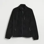 Rozpinana bluza z imitacji futerka czarna - Czarny