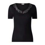 Hanro T-shirt z obszyciem koronką model ‘Lace Delight’