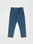 Spodnie jeansowe o kroju chino barrel z prostymi nogawkami. - niebieski