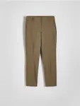 Spodnie o klasycznym fasonie, wykonane z gładkiej tkaniny z bawełną. - zielony