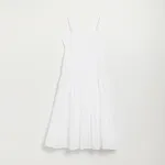 Bawełniana sukienka maxi na ramiączkach biała - Biały