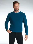 Wygodny sweter wykonany z mękkiej, bawełnianej dzianiny. - niebieski