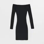 Swetrowa sukienka mini bodycon czarna - Czarny