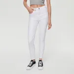 Białe jeansy skinny fit ze średnim stanem - Biały