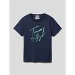 Tommy Hilfiger Kids T-shirt z błyszczącym napisem