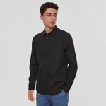 Gładka koszula slim fit czarna - Czarny