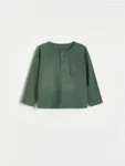 Koszulka typu longsleeve, wykonana ze strukturalnej, bawełnianej dzianiny. - zielony
