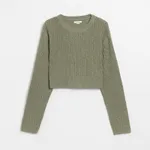 Krótki sweter khaki - Zielony