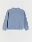 Bluza o luźnym kroju, wykonana z ciepłej dzianiny z bawełną. - jasnoniebieski