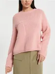 Wygodny sweter wykonany z miękkiej bawełnianej dzinainy. - różowy