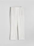 Spodnie typu cygaretki z prostą nogawką, wykonane z tkaniny z wiskozą. - biały